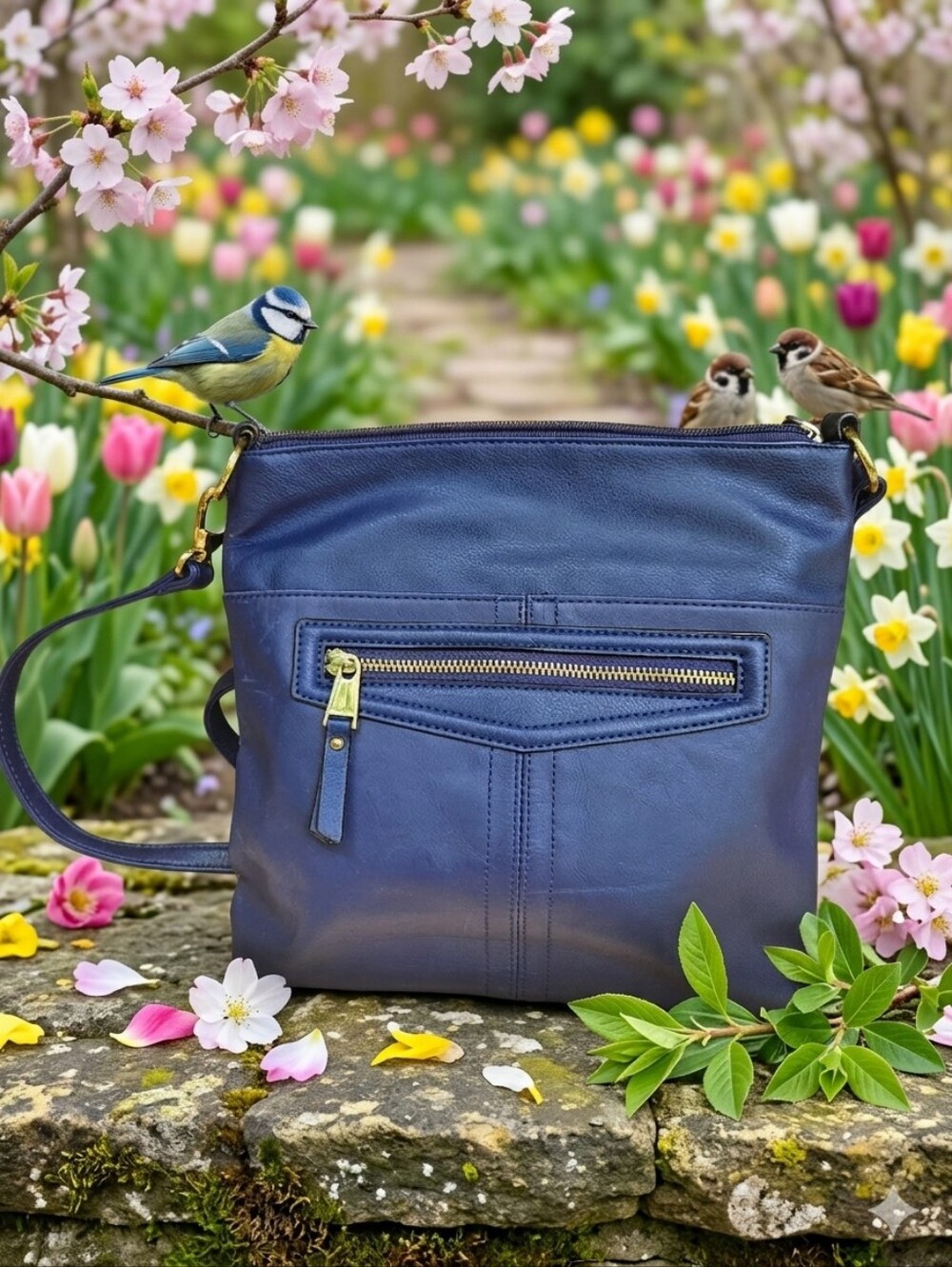 Tiganello Blue Leather Crossbody Bag
